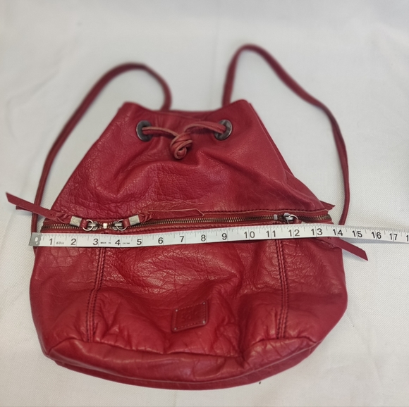 The Sak Red Leather Boho Hobo Backpack Tote Drawstring Purse Tons of Pockets - Picture 10 of 16